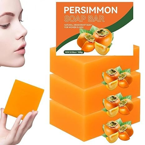 Persimmon Soap for Body Odor,Natural Deodorant Body Bar Soap,Persimmon Soap for Old People Smell,Handmade Natural Soaps for Better Skin,Deeply Moisturizing Bath Wash for Women & Men (3)