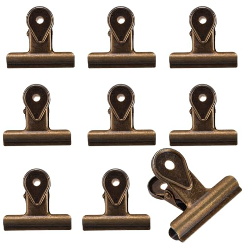craspire 8 Stück Bulldog Büroklammer Metall Scharnier Clips Bronze Vintage Retro Antik Eisen Binder Zum Aufhängen Lebensmittelversiegelung Seitenklemme Büroklammern Für Notizen Briefe Snacks Chips