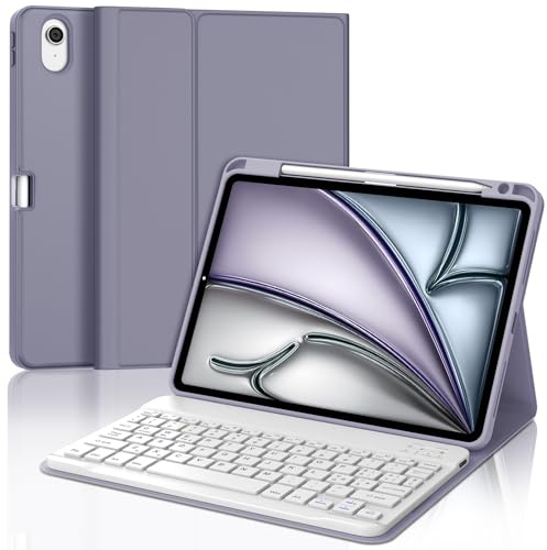JADEMALL Tastaturhülle für iPad Air 11 M2/M3 2024/2025, Italienische QWERTY magnetische Bluetooth-Tastatur abnehmbar für iPad Air 11 Zoll M2/M3 2024/2025, Violett