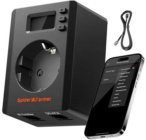 Spider Farmer S Station GGS Pro Steckdose mit Energieüberwachung 220-240V | 16A/3680W Max, APP-basierte Steuerung Schaltbare Steckdose, für Universelle Haushaltsgeräte, Indoor-Anbau Auto Grow System