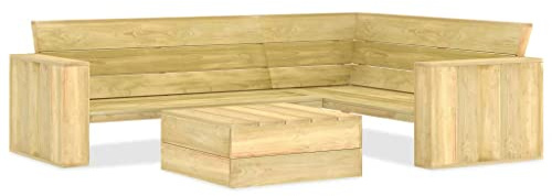 Bucmath 2-TLG. Garten-Lounge-Set, Kiefernholz imprägniert, Eckbank & Teetisch, witterungsbeständig, für Terrasse & Balkon, Robustes Outdoor Furniture für entspannte Stunden