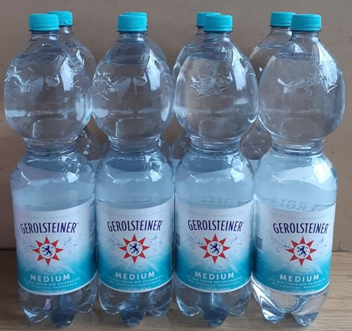 Gerolsteiner Medium Mineralwasser mit Kohlensäure, 8 x 1,5 Liter Flaschen, Einweg, Natürliches Kohlensäurehaltiges Wasser