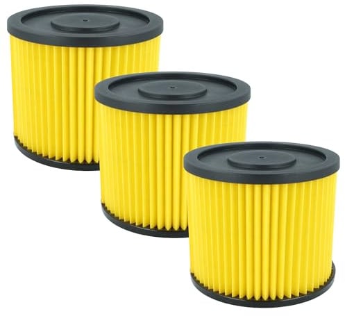 vhbw 3x Faltenfilter kompatibel mit Workzone WZVC 1930 SA | WZ-NTS 1500 A, WZ-NTS 30A Staubsauger - Patronenfilter Gelb