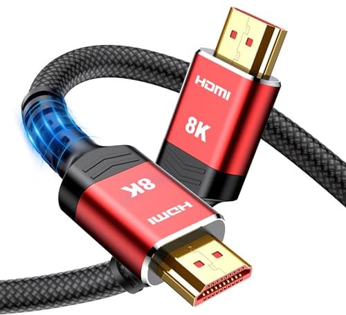 Snowkids 8K 4K HDMI 2.1 Cable 5M, 48Gbps Ultra High Speed HDMI Cable, Red | 8K@60Hz HDMI Lead, 4K@120Hz, eARC HDR10 4:4:4| 21:9, HDCP 2.2/2.3, 3D, VRR, Ethernet, for Latest game console/TV/HDTV/Blu-ray