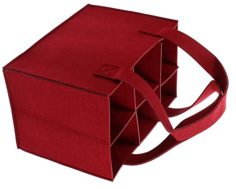 Paquet Présent à Vin Portable 1 Pièce en Feutre Rouge, 6 Bouteilles | Pliable, Compartiments Multiples, Format Adapté à Plupart des Bouteilles