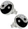 Vinani Ohrstecker Kreis Ying Yang schwarz Zirkonia weiß Sterling Silber 925 Yin Yan Ohrringe OYY