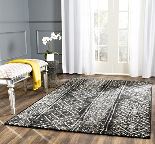 SAFAVIEH Adirondack Collection Area Rug - 5'1 x 7'6, Black & Silver, Moroccan Boho Distressed Design, Non-Shedding & Easy Care, Ideal for High Traffic Areas in Living Room, Bedroom (ADR111C)