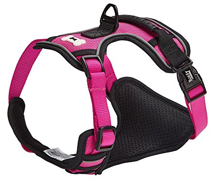 Bunty Adjustable Dog Harness, Adventure - Anti Pull Dog Harness with Reflective Piping and Rubber Handle, Heavy Duty Harness, Machine Washable Polyester Fabric (Pink, S)