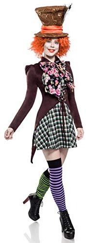 Mask Paradise Halloween Damen Kost?m Insane Hatter aus PES in der Farbe Bunt, Gr??e: 2XL, 80136-071-028, Braun