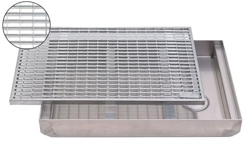 ACO Maschenrost mit V-Stab Fußabtreter + Emco ALU Bodenwanne Schuhabstreifer Abtreter Wanne, Größe:600 x 400 mm