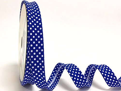 Byetsa 7480 Schrägband, 18 mm, 028, Königsblau mit weißen Punkten auf einer 25-m-Rolle