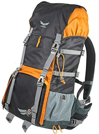Firmcam KOMPAR - Mochila de senderismo con compartimento grande para cámara réflex digital, negro, naranja, 38 x 21 x 62cm