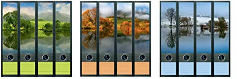 12er Set Ordnerrücken für breite Ordner Teich See Natur Sommer Herbst Winter Aufkleber Etiketten Deko 851 852 853