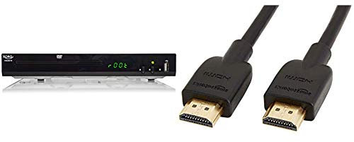 Xoro HSD 8470 HDMI MPEG4 DVD-Player (USB 2.0, Mediaplayer, 1080p Upscaling, MultiROM) schwarz & Amazon Basics Hochgeschwindigkeits-HDMI-Kabel 2.0, Ethernet, 3D, 4K-Videowiedergabe und ARC, 0,91 m