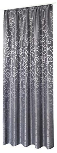 NOVUM fix Gardine Vorhang Dekoschal* modernes Jaquardgewebe mit leichtem Glanz* bis 300 cm hoch*Blickdicht* Silber-grau (140x300cm(BxH))