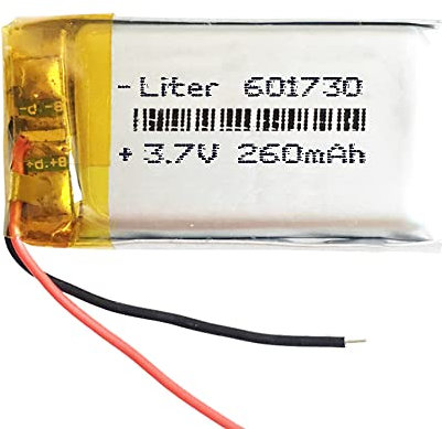 Battery 601730 LiPo 3.7V 260mAh 0.962Wh 1S 5C Liter Energy Battery for Electronics Rechargeable Portable Phone Smartwatch video light GPS - Not compatible for Radio Control 32x17x6mm (260mAh|601730)