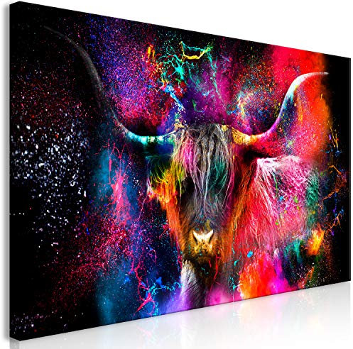 murando Wandbild Mega XXXL TierEinteiliger XXL-Format Kunstdruck zur Selbstmontage Leinwandbilder moderne Bilder DIY Wanddekoration Wohnung Deko Highland Farbflecken Abstrakt