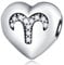 Aries Zodiac Sign Charms, fits Pandora Birthday Bracelet, 925 Sterling Silver Heart Beads I Love My Constellation with CZ, Ari Star Symbol Horoscope Gifts for Mum/Friends/Sister