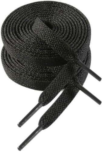 VSUDO Lacets Noirs Plats 160 cm pour Baskets, Lacets Chaussures Noir Plat pour Sneakers - Compatible avec Nike Air Force, Adidas Stan Smith, Converse, Vans, New Balance, etc. (1 Paire-Noir-160cm)
