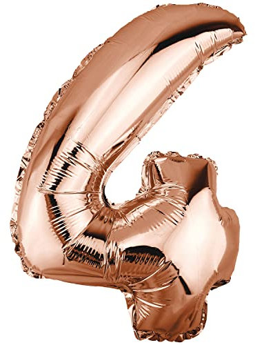 DekoRex Folienballon Rosegold 40cm Geburtstag Jubiläum Hochzeit Deko (Zahl 4)