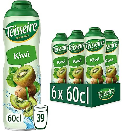 Teisseire Sirop de Kiwi pour Cocktail, Boisson rafraîchissante, Bidon Recyclable, 6x60cl
