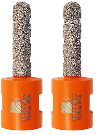 Diamant Fingerfräser 10mm - 2 Stück BRSCHNITT Diamantfräser Vergrößerung Vorhandener Löcher in Porzellan Keramik Fliesen Marmor Granit M14 Gewinde für Winkelschleifer