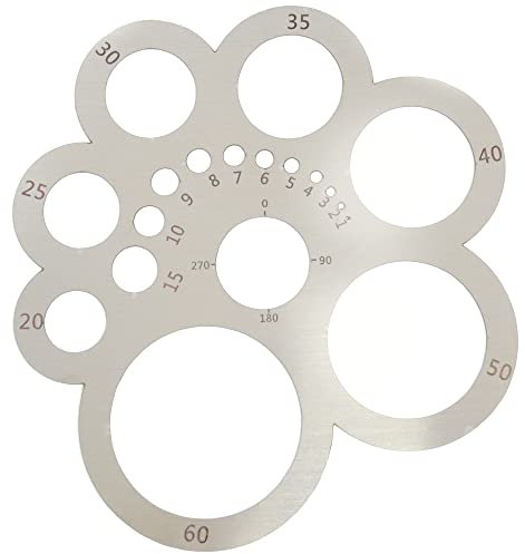 UPTTHOW Strumento da taglio in pelle rotondo Taglierina angolare Modello di disegno cerchio Righello in metallo in acciaio inossidabile per lavori di lavorazione del legno Cucire forniture