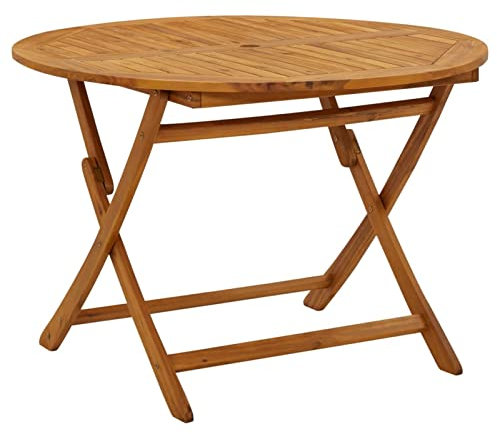 Mogou Mesa Plegable de jardín, Mesa Jardin Exterior, Mesa Terraza, Mesa Exterior, Mesas Terraza Y Jardín, Mesa Auxiliar Jardin, de Madera Maciza de Acacia 110 cm