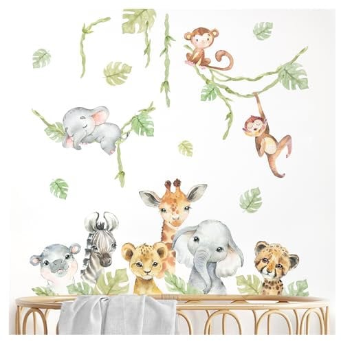 Little Deco Wandsticker Safari Tiere Wandtattoo für Kinderzimmer Babyzimmer Wandaufkleber Dschungel Wanddeko DL916-5