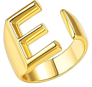 MAYIYAHO Initial Ring Gold Farbe Ringe für Frauen Gothic Einstellbares Alphabet Weibliche Vintage Hochzeit Ästhetik Schmuck Paar Geschenk
