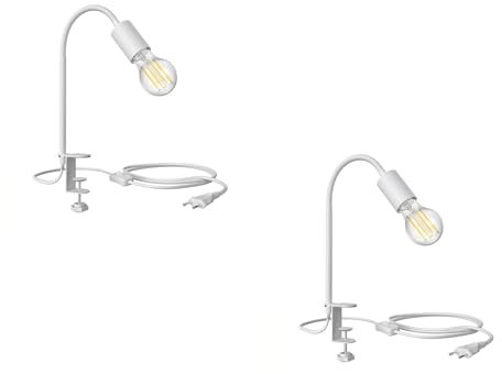 ledscom.de 2 Stück Klemmleuchte LELE mit Schwanenhals, weiß + E27 LED Lampe 1005lm, Smart Home, warmweiß - kaltweiß
