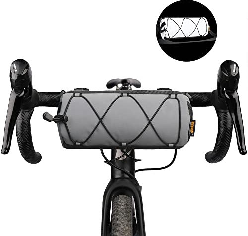 Rhinowalk Fahrrad Lenkertasche Vordertasche Fahrradtasche Aufbewahrungstasche mit Schultergurt für Rennrad Mountainbike Radfahren Reisen (Reflektierendes Grau)