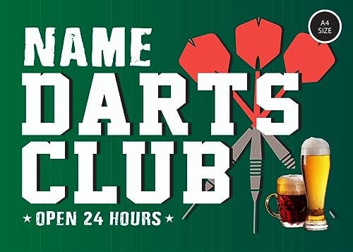 ELITEPRINT Personalised Darts Club Sign Home Bar Pub Man Cave Shed Garage Metal Sign Plaque - Wall Art Decorations (A4 (29.7cm x 21cm)) 0070-B