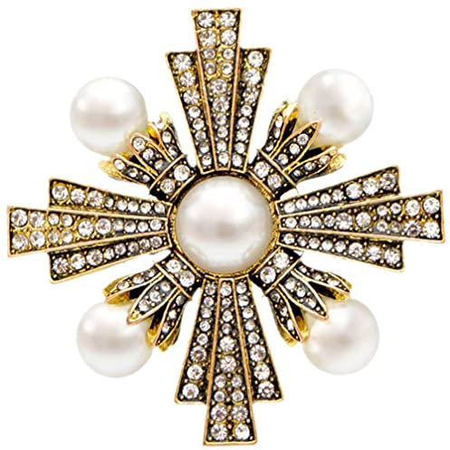 Holibanna Vintage Kreuz Brosche Damen Barock Stil Brosche Für Kleidung Anstecknadel Retro Pin
