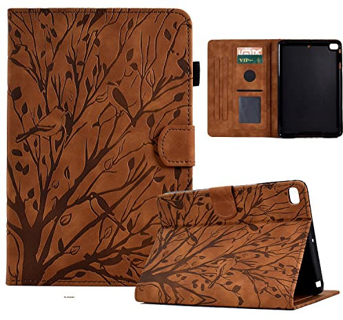 Bxithnr® Funda para iPad Mini 1 2 3 4 5 Tablet PU Cuero, Ultra Delgado Carcasa con Soporte Función y Ranura Flip Caso Cover para Tarjetas para iPad Mini 1-5 - Marrón