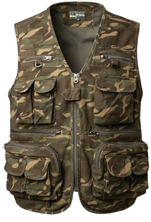 Oralidera Mens Outdoor Fishing Vest Multi Pocket Work Utility Vest Sleeveless Hunting Gilet Photography Waistcoat