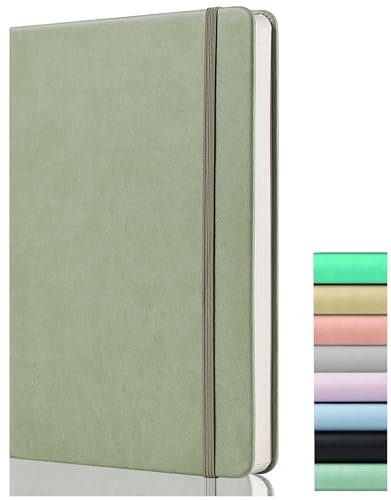 Bullet Journal Puntinato - Dotted Journal Formato A5, 120gsm Carta, 172 Pagine, Quaderno Puntinato A5 in Pelle Vegana, Hardcover, Tasca Posteriore, 2 Nastri di Marca, Grigio Chiaro