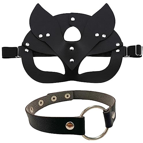 BDSHUNBF 2PCS Catwoman Maske, Katzenmaske Damen Sexy, Katzen Maske Fuchs Maske, für Karneval Valentinstag Maskerade Kostüm Party Nachtclub Cosplay Halloween