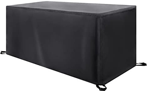 HSFFBHFBH Abdeckung Gartenmöbel - 220x140x90cm(LxWxH) Schwarz 420D Oxford Gewebe Rechteckig Abdeckplane Gartenmöbel Winddicht UV-Beständiges für Gartentische und Möbelsets