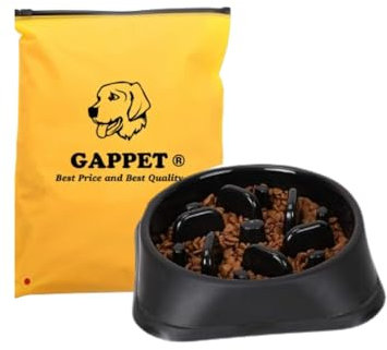 Comedero antivoracidad para Perros y Gatos, comedero Lento Laberinto Interactivo para Mascota Antideslizante de plástico, comedero para Perros pequeños, Mediano y Grandes (Negro)