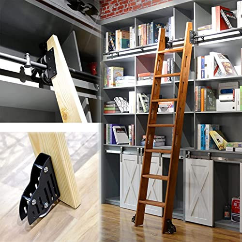Rollleiter-Hardware-Bibliotheks-Schiebeleiter-Hardware-Kit 3,3 Fuß bis 20 Fuß Schiene/Schiene, rustikales schwarzes Rundrohr-Schienen-Kit (ohne Leiter) für Bücherregal/Loft/Zuhause/Innenraum