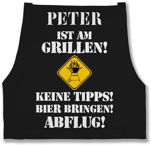 Schürze - Grillschürze - Name ist am grillen keine Tipps Bier bringen Abflug - Geschenke Papa Männergeschenk Geschenkideen Vatertag Geburtstag - 85x69 - Schwarz - grill schürzen männer