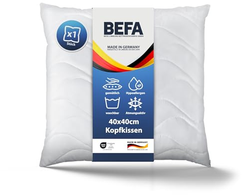 BEFA CARE Made in Germany Kopfkissen 50x50 cm aus Mikrofaser mit Aloe Vera, ÖKO-Text 100 Klasse 1 Zertifiziert (4 Stück)