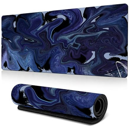 Tech Stor3 Tappetino mouse XL Gaming Mouse pad fantasia astratto blu, 70 x 30 cm, fantasy abstract blue con base antiscivolo, aderente e liscio, adatta ad ogni mouse, tastiera e laptop