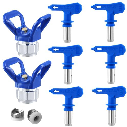 QWORK® Airless Farbsprühspitzen, Reversible Düsenset, 6 Größen (211/315/417/517/515/523) Für Häuser und Baugewerbe