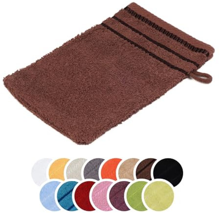liebling Waschhandschuh, 100% Baumwolle, Serie Potsdam, 17 x 24 cm, 60 Grad waschbar, trocknergeeignet, Farbe: Chocolate