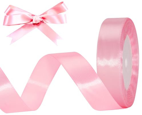 jijAcraft Satinband Rosa 20mm Schleifenband Dekoration Hochzeit Weihnachten, 22m Geschenkband Rosa Dekoband für Weihnachten, Taufe, Hochzeit, Geschenkverpackung