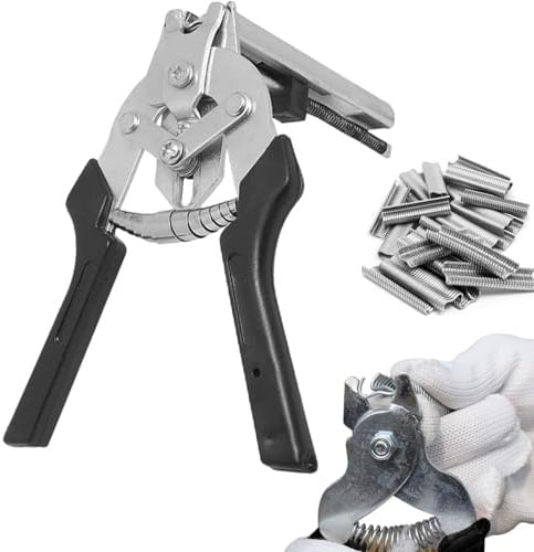 BAIFULAI Wurstclipper Zange,Ringzange mit 1200 Clips,M-Nagelringzange aus Edelstahl,Hog Ring Pliers,Wurstclipper Zange,Befestigungszange für Zaunbefestigung, Polstermontage, Tierkäfige(Schwarz)