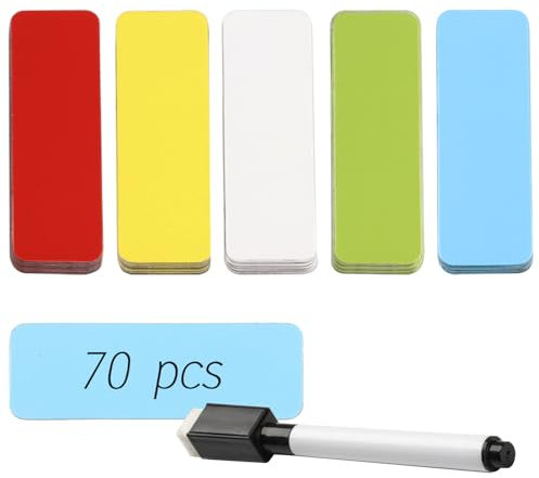 70 Pcs Magnetic Dry Erase Labels, Magnetic Name Tag Labels Name Plate Tags Stickers for Whiteboards White Board Fridge Dry Erase Label Writeable, 2.36x0.78