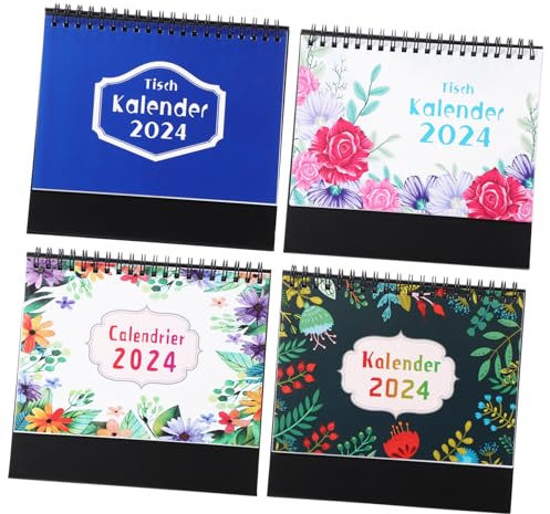 VILLCASE 4stücke Tischkalender Vier Verschiedene Designs mit Spiralbindung als Terminkalender für Büro und Zuhause Praktisches Hilfsmittel für Organisation